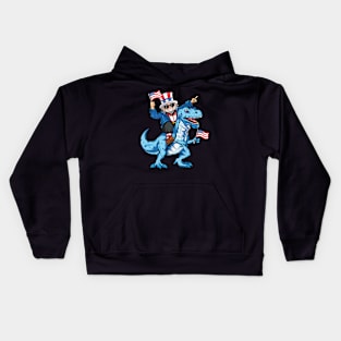 Uncle Sam Riding Dinosaur 4th Of July Kids Hoodie